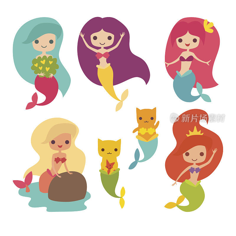 Mermaid girls vector illustration